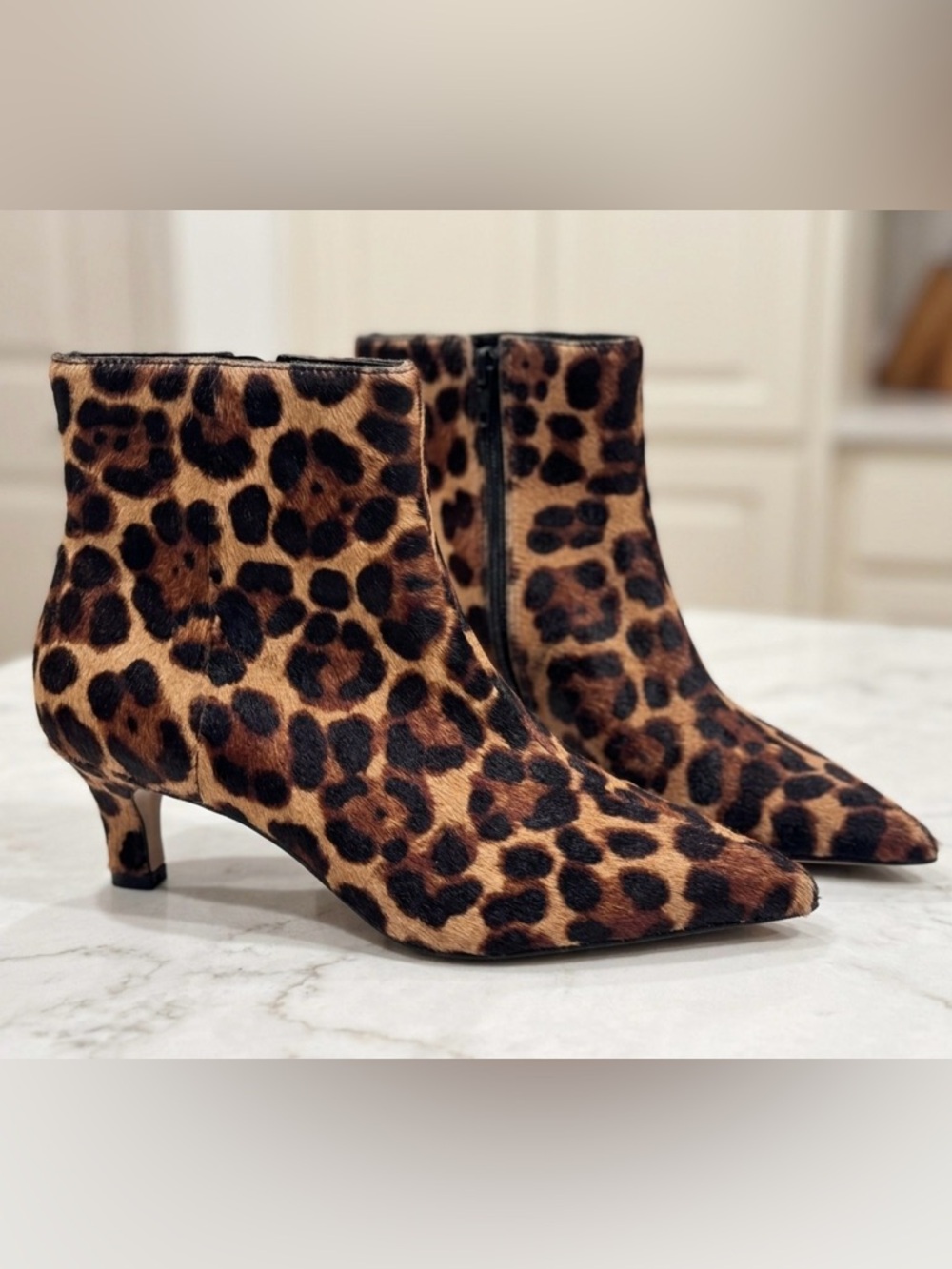 Gianni Bini Georgina Leopard Print Calf Hair Kitten Heel Booties Size 6M